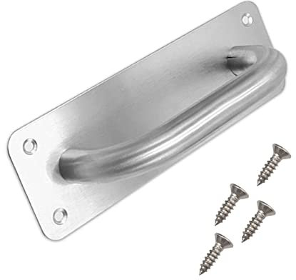 yizhichun Sliding Door Handle Heavy Duty Pull Push Door Handle Stainless Steel Door Handle with Back Plate and 4 Screws for Kitchen Toilet and Office (200mm*65mm)