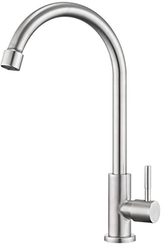 CREA Küchenarmatur, nur kaltes Wasser, gebürstetes Nickel, Küchenspüle, Einhandgriff, Kaltwasserhahn, Stange, Spüle, Wasserhahn, Outdoor, Wohnmobil