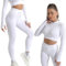 K-MART Gym sets for women 2 piece zip up jacket Workout outfits, Cropped Top, Long Sleeve, Leggings Set for Running, Yoga, Gym, Sports Activity (White, S)