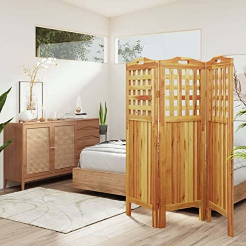 BaraSh 3-TLG. Paravent 121,5x2x115 cm Massivholz Akazie Trennwand Raumteiler Modern