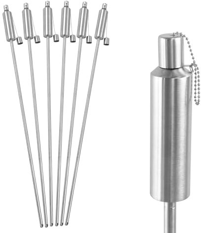YUENFONG Gartenfackeln für Draußen aus Edelstahl, Ölfackeln Fackel 115 cm Inkl. Dochte mit Verschluss, für Balkon Terrasse Garten, 24 Stück