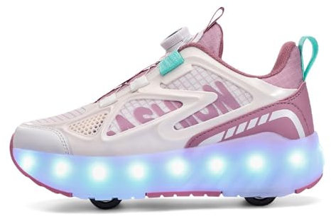 ENEN Schuhe mit Rollen für Jungen & Mädchen, Turnschuhe mit 4 Rollen Versenkbarer Schuhe mit Rollen Kinder 2-in-1 Roller Schuhe - Outdoor Turnschuhe (4 Rollen 36 EU)