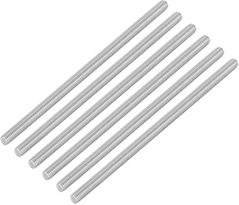 QUARKZMAN 6pz Asta Filettata Intera, M6 x 130mm Acciaio Inossidabile 304 Borchie Barra Filettatura Destra M6-1 Filo di Pece per Assemblaggio Mobili Macchinari