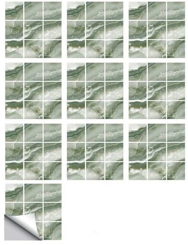 Klebefliesen Küche Grüner Marmor Wandfliese Aufkleber Pvc,Fliesen Folie Klebefliesen Selbstklebendetapete,Wasserdicht Wandaufkleber Für Küche,Schrank, Möbel,Tisch 15X15Cm