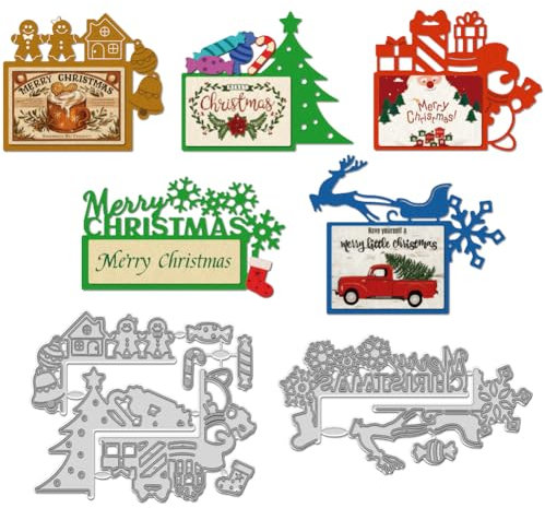 WADORN Stanzformen Mit Weihnachtssegen Wörtern, Gemischte Frohe Weihnachten Stanzschablonen Weihnachts Schneemann Prägeschablone Vorlagenwerkzeug Für Die Herstellung DIY Scrapbooking Papierkarten
