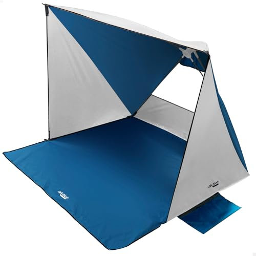 AKTIVE Tienda Playa, Pop up, 145 x 103 cm, 2 Personas, Protección UV50, Incluye 6 piquetas, Mosquitera Trasera, 4 Bolsillos, Columna Agua 300 mm, Poliéster, Bolsa de Transporte (62319)