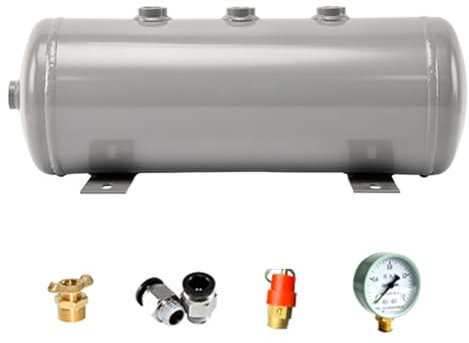 High Pressure Portable Air Tank, 26 21 16 13 12 10 9 8 6 4 3 2 1 Gallon Replacement Air Compressor Tanks Kit for Storing Gas, Horizontal Air Canister Tank Carrier(8L(2.11Gal) - A)