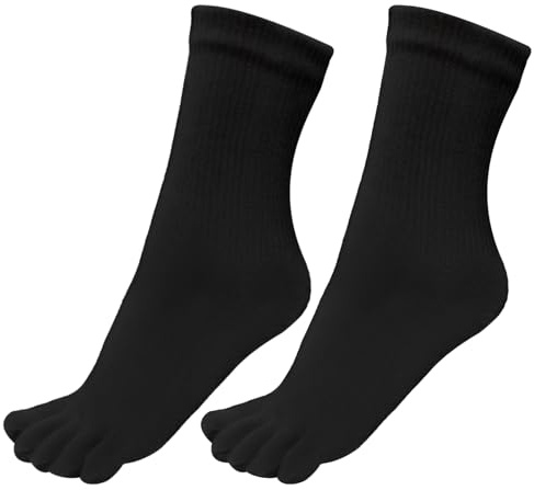 Warm-Han 97% Baumwolle Zehensocken Damen Alltag Sport EU35-39 | Gerippter Schaft Zehenstrümpfe Fünf Finger Socken aus Gekämmte Baumwolle F909R