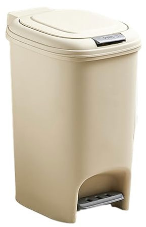 Ousidiman Cream White 8L 10L 15L Foot Press Operated Double Opening Trash Can for Easy Waste Sorting Home and Office