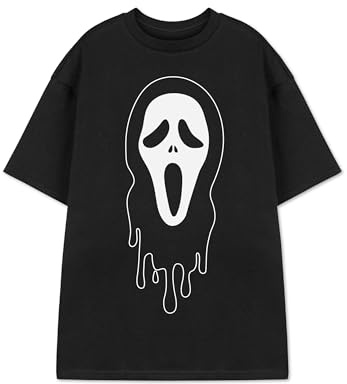 Vanilla Underground Ghostface Unisex Black Graphic Tee | Horror Movie Fan Short Sleeve T-Shirt | Stylish Ghostface Apparel | Teens & Adults Scary Film Merchandise Gift