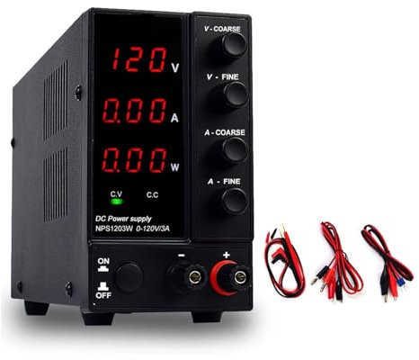Fuente de alimentación conmutada de CC for laboratorio NPS1203W, regulador de voltaje variable ajustable de 120 V y 3 A, fuente de alimentación de CC for banco, kit electrónico for bricolaje para labo