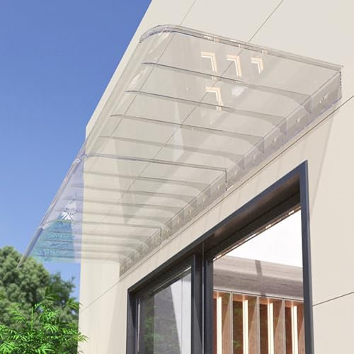Rovss Auvent de Porte d'Entrée Transparent Résistante aux Intempéries Marquise de Porte pour Garage Balcon Extérieure 35x40x5cm 35x50x5cm Toit Marquise Abri en Polycarbonate