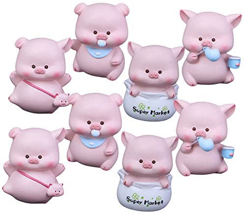 PRETYZOOM 8St Schweinchen Auto Dekoration dekoratives Kuchenschwein Cupcake- Minikuchen Kuchendekorationen Animal Figures tooniesfiguren Kuchen Harz- -