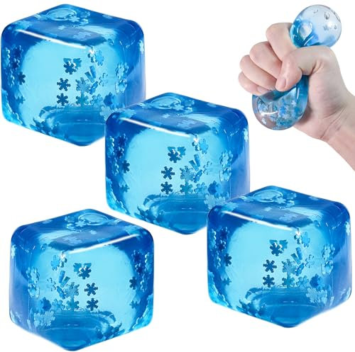 Anti Stressbälle, 4 Stück Squeeze Cube Stress, Eiswürfel Squeeze Ball Stressball Antistressbälle, Sensorische Stressabbau Squeeze Spielzeug für Stress Angstabbau, Beruhigung