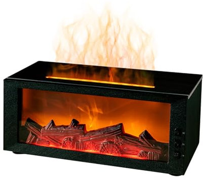 Difusor & Humidificador de Llama para Chimenea 300ml – Nebulizador Ultrasónico con Control Remoto, Luz LED de 7 Colores, Efecto Hoguera para Hogar, Dormitorio, Oficina (Negro)