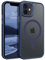 DUEDUE Cover Magnetica per iPhone 12 Mini 5.4[Compatibile con MagSafe], Custodia Opaca per iPhone 12 Mini Case con Pulsante metallico Ultra-Sottile TPU Silicone Anti-Scivolo, Blu Scuro