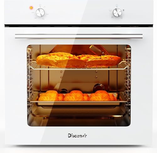 Disaenvir 65L Electric Oven, Built in Oven 60cm Wide - 4 Heating Mode 2200W, Ideal for kitchen beginners [Energy Class A]