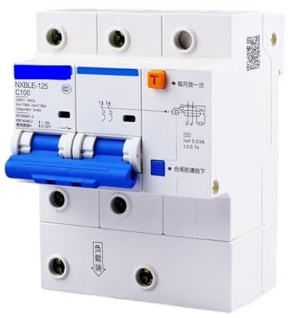 INOKAI Disjoncteur,Interrupteur Différentiel Disjoncteur différentiel 63A 80A 100A 125A 2P 230V RCBO RCBO Protection de Circuit à Courant résiduel(80A)