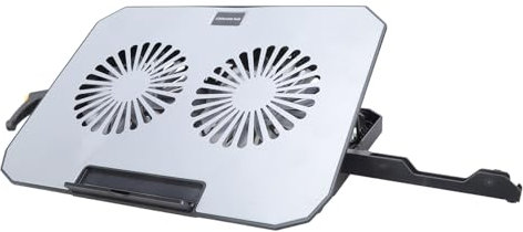 Plataforma de refrigeración para laptop con dos ventiladores, flujos de aire de 1200 rpm, se adapta a portátiles de 12 a 17 pulgadas, 2 puertos USB y soporte para teléfono, almohadilla de