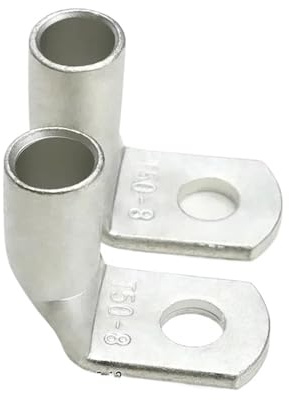 1~50pcs Wire Terminal L-type Right Angle 90 Degree Bend Nose T35/50/70/95-6/8/10/12 Tinned Copper Crimp Connector Cable Lugs(T50-6,2pcs)