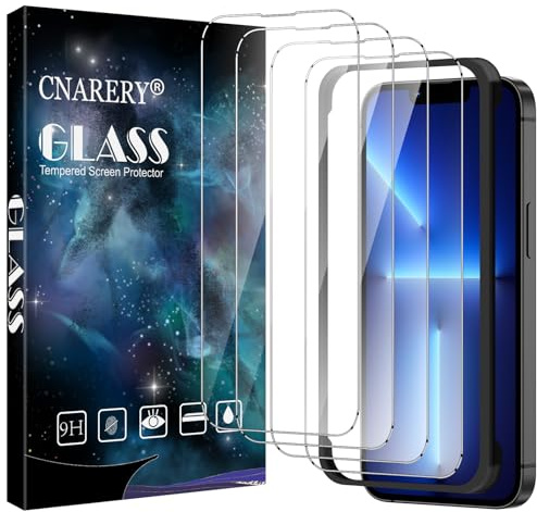 Cnarery Screen Protector for iPhone 13 Pro Max/14 Plus 6.7-Inch, 4 Pack | Full-Coverage Tempered Glass Film with Installation Frame, Anti Scratch, Anti Impact, HD Clear, Bubble Free, Case Friendly
