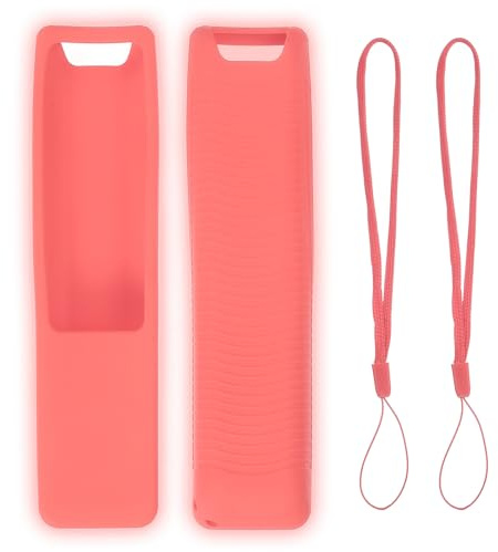 sourcing map 2 Pcs TV Remote Cover, 170x40x20mm Silicone Remote Control Cover Anti Fall and Shock Absorbing Full Body Protective Case for BN59 TV Controller, Glow in the Dark Pink