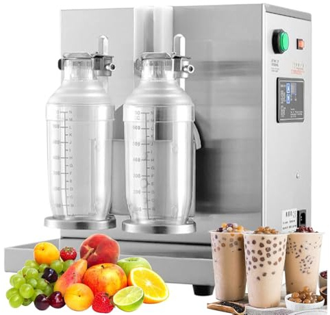 WOTZOV Electric Milk Tea Shaker - Commercial Double Cup Shaking Machine, 340r/min Stainless Steel for Bubble Tea and Milk Tea, Efficient Mixing for Smooth Beverages