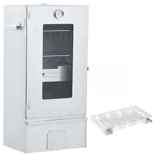 LoogCape Räucherofen mit Kaltrauchgenerator verzinktem Stahl und Glasfenster für Outdoor Grillen, Fleisch, Fisch, Würstchen, langlebig, platzsparend, mit Thermometer, Edelstahl Kaltrauchgenerator