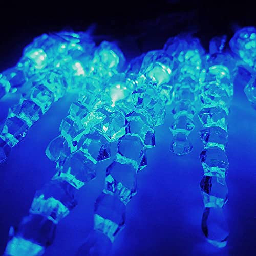 LED-Lichterkette Eiszapfen 10xLEDs batteriebetrieben Weihnachts-Party-Fenster-Tisch-Baum-Kommode-Dekorations-Leuchte-Lampe (LED-blau)