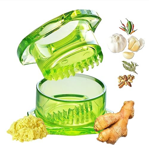 NexTrend Garlic Twister 4ème génération – Presse-ail multifonctionnel pour ail, gingembre, herbes, noix, hachoir et hachoir de cuisine, facile à nettoyer (vert)