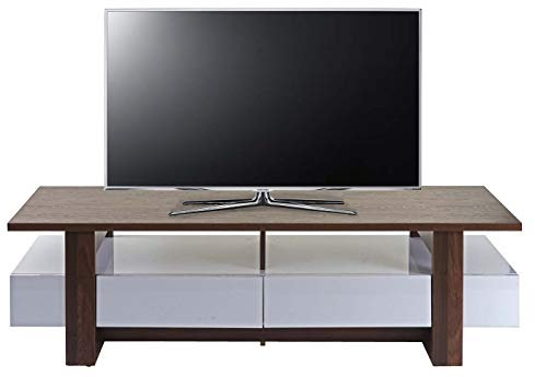 Mendler TV-Rack HWC-B51, Fernsehtisch Lowboard Schrank, 3D-Struktur Walnuss-Optik Hochglanz 46x150x45cm