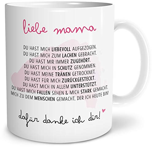 OWLBOOK® Danke Mama Tasse mit Spruch | Geschenke für Mama zum Geburtstag Muttertag als Geburtstagsgeschenk Muttertagsgeschenke | Kaffeetasse aus Keramik 300 ml