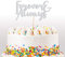 Cakeshop Forever & Always Glitzer-Kuchenaufsatz, Hochzeitstortendekoration, Jahrestag, doppelseitig, 400 g/m², Glitzer-Karte, 14 Farben und viele Stile zur Auswahl (helles Silber)