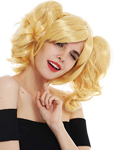 WIG ME UP - SH70102-ZA88C Perücke Karneval Cosplay Damen Girly Gothic Lolita abnehmbare Zöpfe schulterlang blond