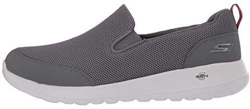 Skechers Men's GO Walk MAX CLINCHED Sneaker, Gray Textile/Burgundy Trim, 8 UK