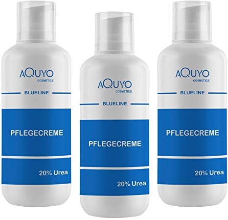 Blueline 20% Urea Creme, Schrundencreme für sehr trockene und verhornte Haut, Pflegecreme bei Schuppenflechte und Neurodermitis, Hornhaut erweicher und Hornhautentferner (3x 500ml)