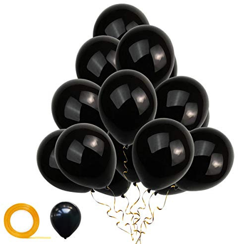Yiran Luftballons Schwarz – 30 Stück Latex Luftballons Geburtstag, 30,5 cm/ 12 Zoll Ballons Girlande Schwarz Satz mit 1 x Ballonersatz und 1 x Band für Deko Geburtstag, Deko Babyparty, Deko Hochzeit