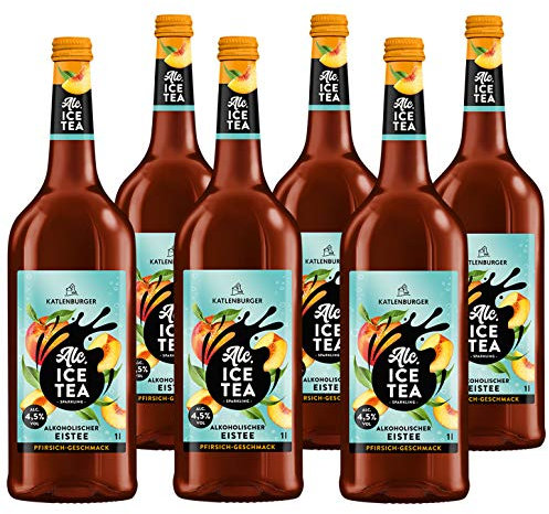 KATLENBURGER - Alc. Ice Tea Pfirsich | Sommerlicher, leicht alkoholischer Longdrink mit Kohlensäure und fruchtigem Pfirsich Geschmack. Inhalt: 6x 1l mit 4,5% vol.