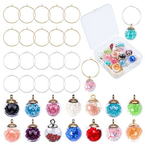SUNNYCLUE 1 Box Weinglas Charm Tags Weinglas Identifikatoren Charms Marker Glasperlen & Creolen Zubehör Für Partygeschenke Familientreffen Schmuckherstellung