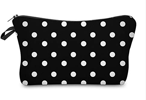 Modische Kulturtasche Kosmetikbeutel Schminktasche Make-Up Bag Kulturbeutel Wasserabweisend Originelle Print-Motive für Reisen, Urlaub und Alltag (BnW Polka Dots)