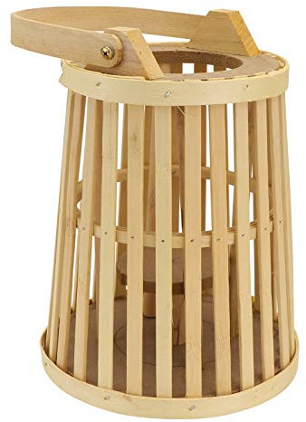 Uonlytech Bambus Laterne Gewebt Hängeleuchte Kerzenlaterne Windlicht Tragbare Laterne Dekoration Khaki