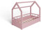 ms factory Hausbett Kinderbett 70x140 cm mit Rausfallschutz und Lattenrost - Einzelbett aus Kiefernholz für Mädchen und Junge - Rosa