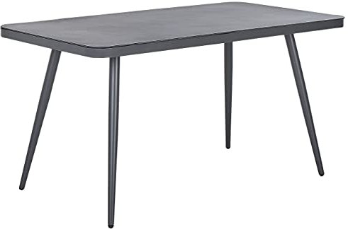 Gartentisch Aluminium Glasplatte grau Steinoptik rechteckig 140x80 Modern Lipari