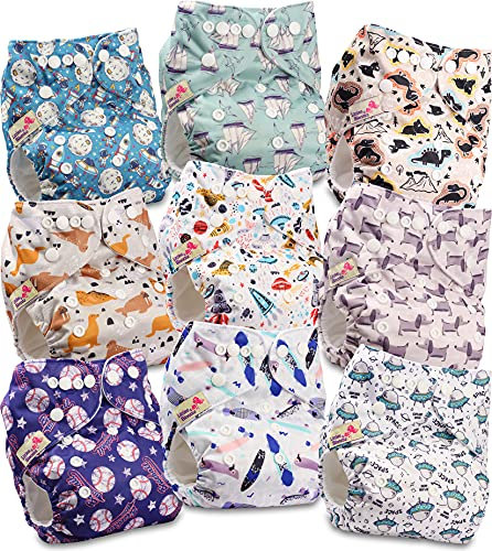 Littles and Bloomz FLP2-0901 Windel, wiederverwendbar, Standard-Popper, 9 Windeln