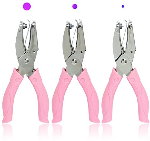 CheeMuii Lot de 3 perforatrices en métal pour papier avec poignée en plastique pour trous en forme de cœur, cercle, étoile et un trou pour loisirs créatifs