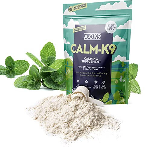 A-OK9 Calm-K9 | Calming Supplement for Dogs | Helps with Anxiety Relief, Fireworks, Stress & Barking | Natural Ingredients & Superfoods | Mix with Dog or Puppy Food | All Ages & Breeds | Absolute Dogs