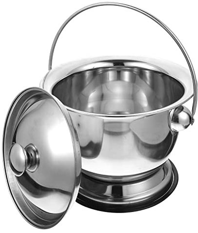 Nachttopf Spucknapf mit Deckel Mülleimer: Edelstahl Eimer Urineimer Silber Kinder Baby Toiletten Becken Stechbecken Bettpfanne Urintopf Tragbare Urinal Töpfchen Kammer Topf für Erwachsene Ältere
