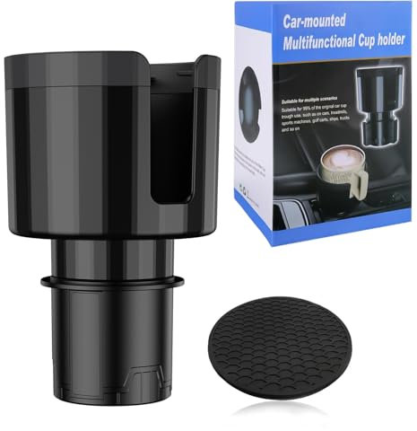 Porte-gobelet universel pour voiture - Adaptateur d'extension - Base réglable et soucoupe - Accessoire pour bouteille - Diamètre maximal : 105 mm