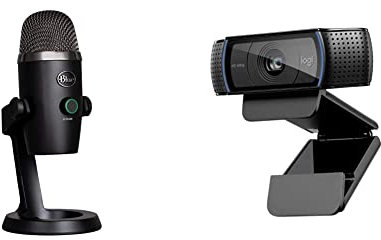 Blue Yeti Nano Premium USB Mic for Recording, Streaming, Gaming, Podcasting on PC and Mac, Condenser Microphone - Black & Logitech C920 HD Pro Webcam, Full HD 1080p/30fps Video Calling - Black