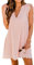 Onsoyours Robe D'Été pour Femmes Tenue Décontractée avec Short Intégré Élégante Col en V À Manches Volantées Creuse Dentelle Jacquard Couleur Unie Robe Ample avec Poches Rose S